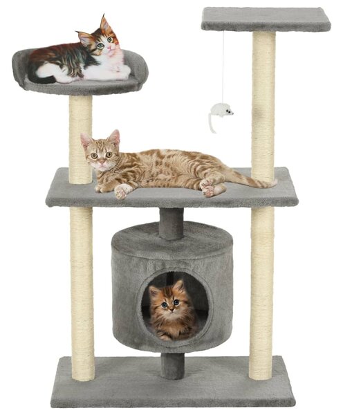 Cat Tree with Sisal Scratching Posts 95 cm Grey
