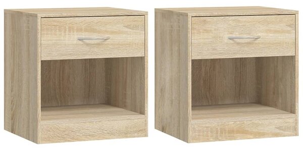 Nightstand 2 pcs with Drawer Oak Colour