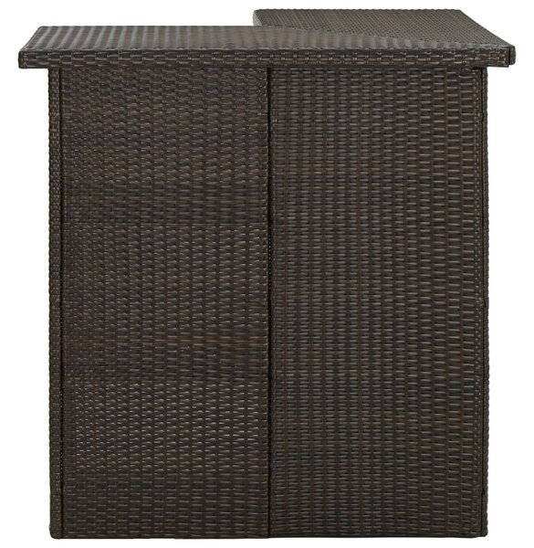 Corner Bar Table Brown 100x50x105 cm Poly Rattan