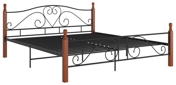 Bed Frame without Mattress Black Metal 180x200 cm Super King