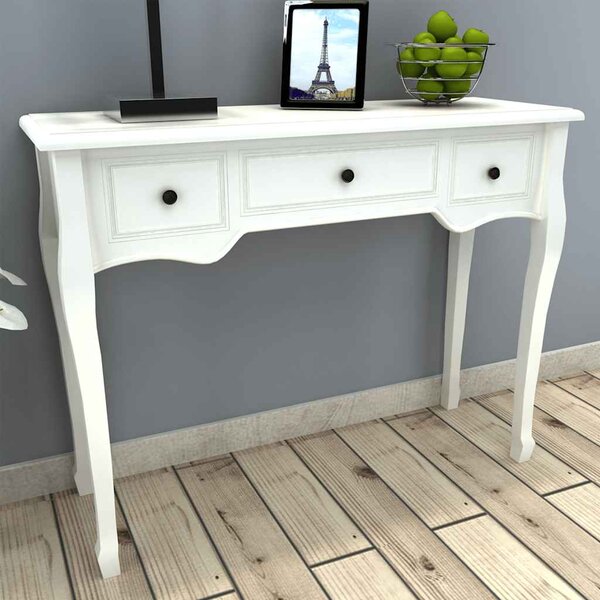 Dressing Console Table with Three Drawers White