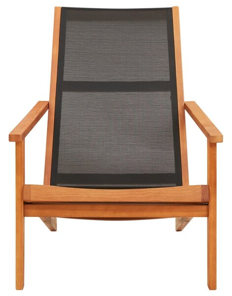 Garden Lounge Chair Black Solid Eucalyptus Wood and Textilene