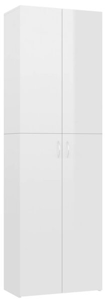 Office Cabinet High Gloss White 60x32x190 cm Engineered Wood