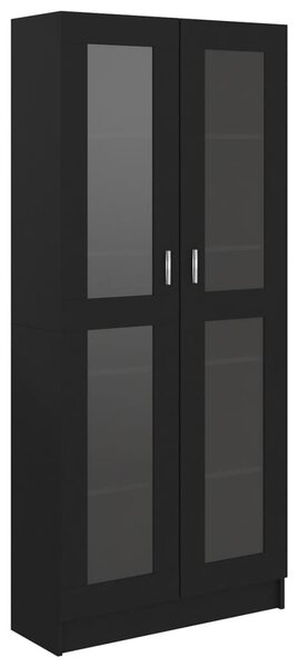 Vitrine Cabinet Black 82.5x30.5x185.5 cm Engineered Wood