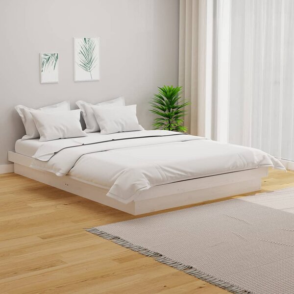 Bed Frame White Solid Wood 150x200 cm King Size