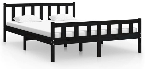 Bed Frame without Mattress Black Solid Wood 120x200 cm