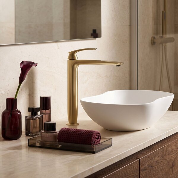 Bathroom faucet PREMIUM Rea Como Brush Gold High