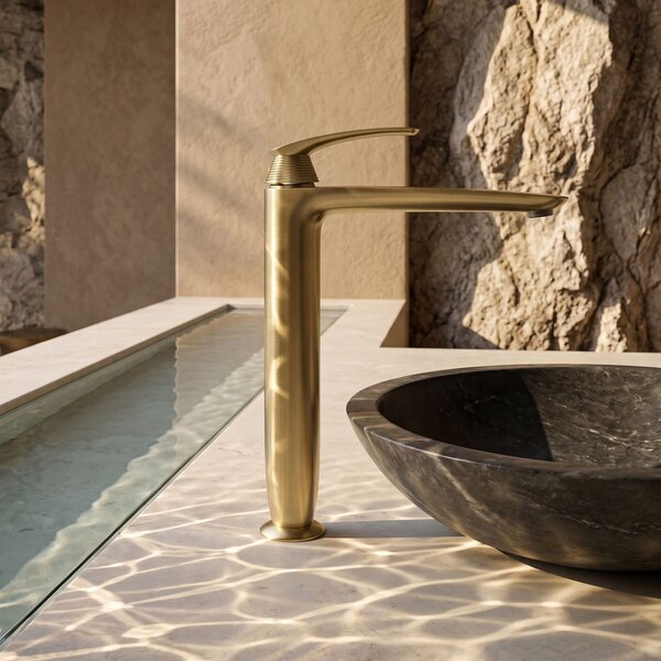 Bathroom faucet PREMIUM Rea Como Brush Gold High