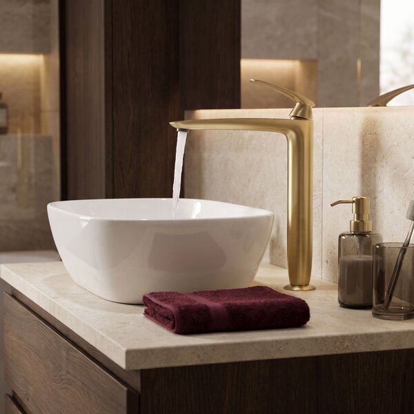 Bathroom faucet PREMIUM Rea Como Brush Gold High