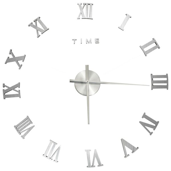 3D Wall Clock Modern Design Silver 100 cm XXL