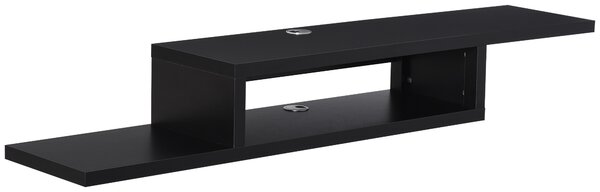 HOMCOM Wall Mounted Media Console, Floating TV Stand Component Shelf, Entertainment Center Unit, Black Aosom UK