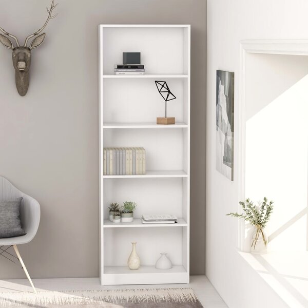 5-Tier Book Cabinet White 60x24x175 cm Engineered Wood