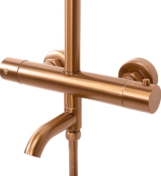 Shower set with thermostat REA Lungo Copper Brush