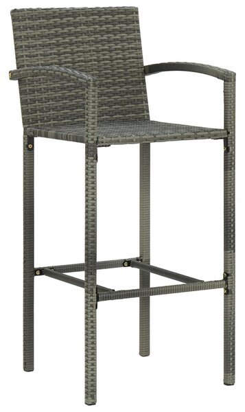 Bar Stools 4 pcs Grey Poly Rattan