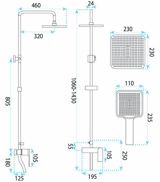 Shower set REA STORM CHROME
