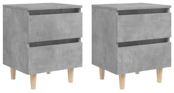 Bed Cabinets & Solid Pinewood Legs 2 pcs Concrete Grey 40x35x50 cm