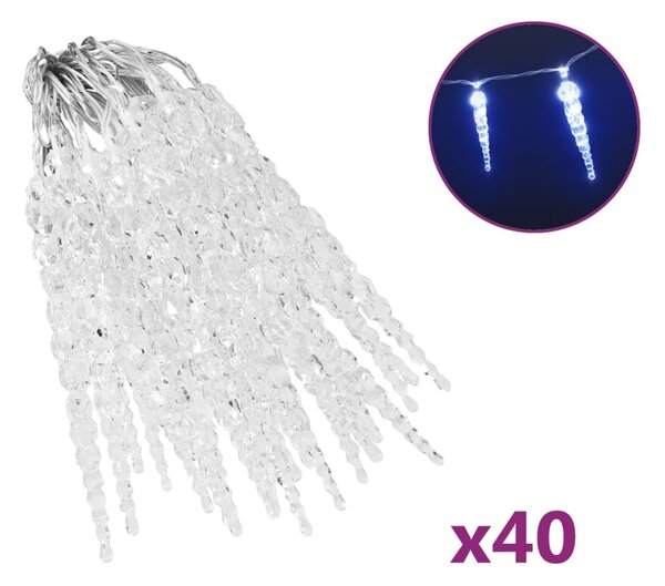 Christmas Icicle Lights 40 pcs Blue Acrylic Remote Control