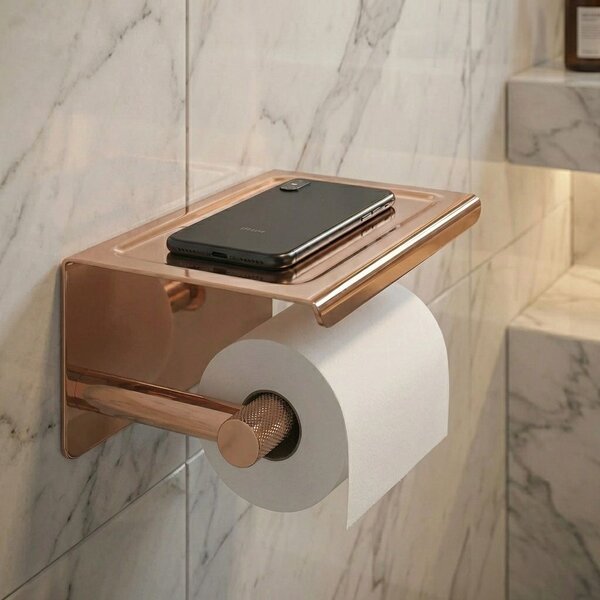 Toilet paper holder with shelf 6613 Modern Copper
