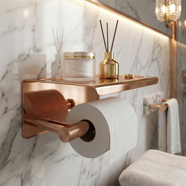 Toilet paper holder with shelf 6613 Modern Copper