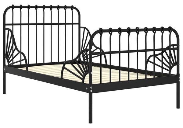 Extendable Bed Frame without Mattress Black Metal 80x130/200 cm