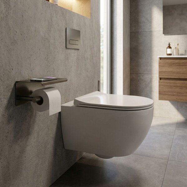 Toilet paper holder with shelf 6613 Modern Titan