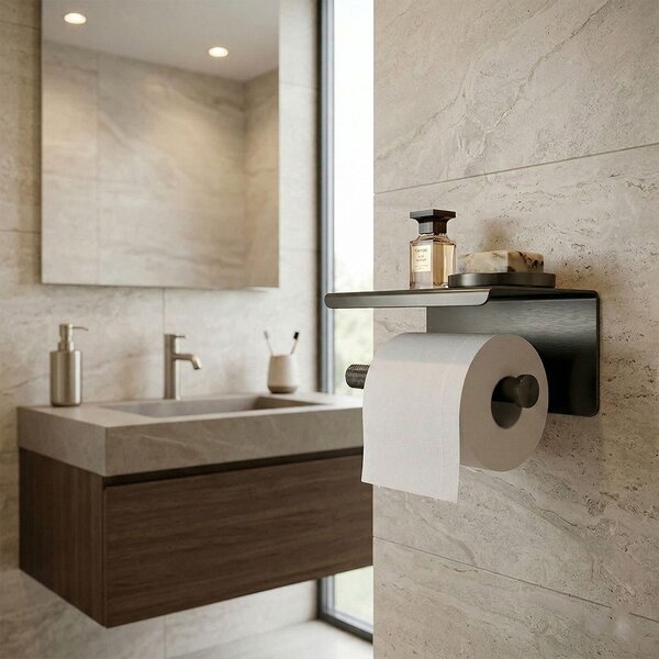 Toilet paper holder with shelf 6613 Modern Titan