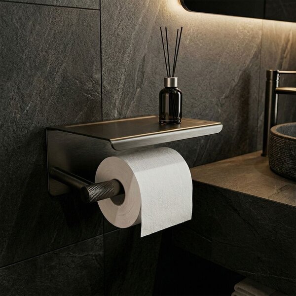 Toilet paper holder with shelf 6613 Modern Titan