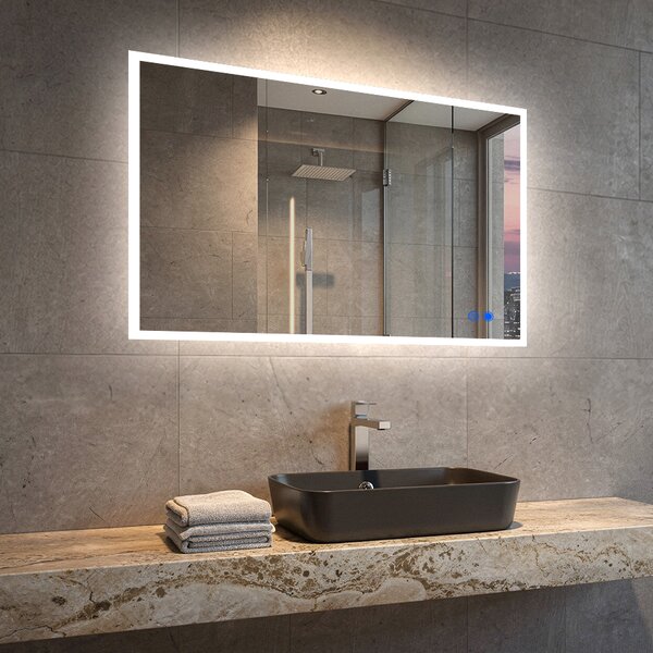 Rectangle bathroom mirror with LED lights 80x60\100x70\120x70\60x80\70x100\70x120 cm with Dual color, Touch Switch, Demister