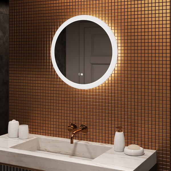 Round bathroom mirror with LED light 60\80 cm with Dual color, Touch Switch, Demister