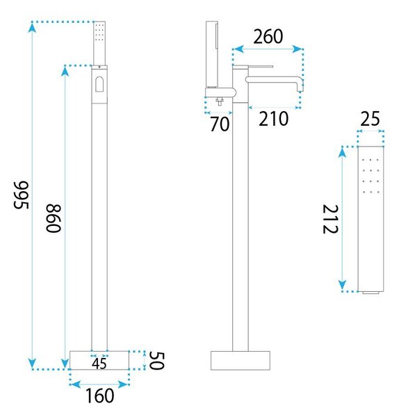 Free-standing faucet Rea Clif Brush Nickel