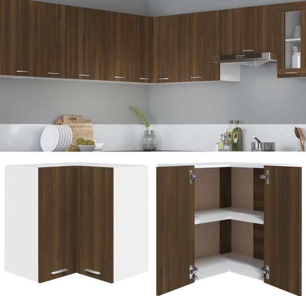 Hanging Corner Cabinet Brown Oak 57x57x60 cm Engineered Wood