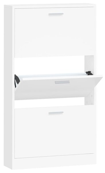 Shoe Cabinet White 59x17x108 cm Engineered Wood