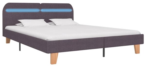 Bed Frame with LED without Mattress Taupe Fabric 150x200 cm King Size