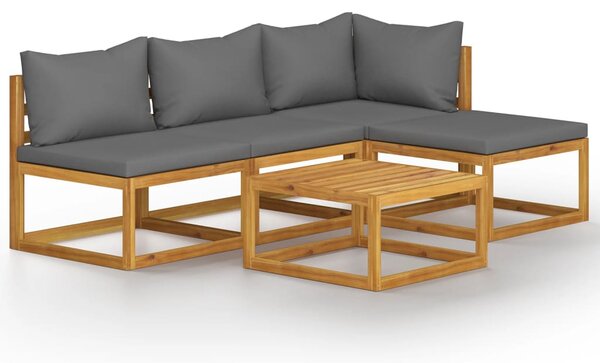 5 Piece Garden Lounge Set with Cushions Solid Wood Acacia (UK/IE/FI/NO only)