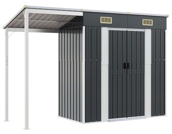 Garden Shed with Extended Roof Anthracite 277x110.5x181 cm Steel