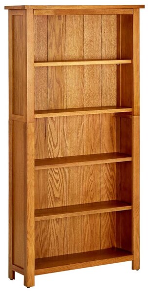 5-Tier Bookcase 70x22x140 cm Solid Oak Wood