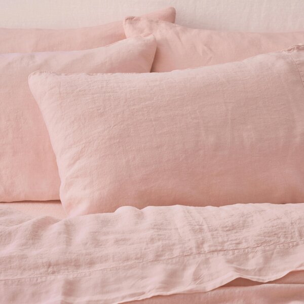 Rose Linen Blend Pillowcases (Pair) | Standard | Piglet in Bed