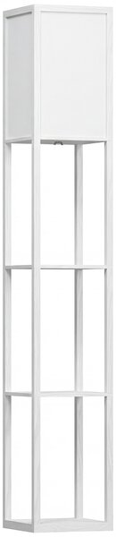 HOMCOM Standing Lamp, Floor Lamp with 3-Tier Storage Shelf, Reading Standing Lamp for Living Room, Bedroom, White Aosom UK