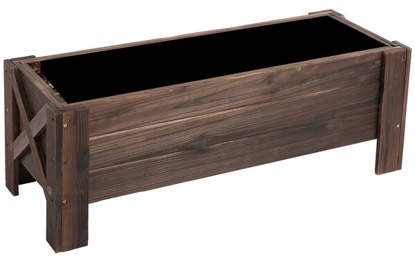 Outsunny Wooden Raised Bed Garden boxes for Flower Vegetable Outdoor Patio Plant Pot Fir Wood, 100 x 36.5 x 36 cm Aosom UK