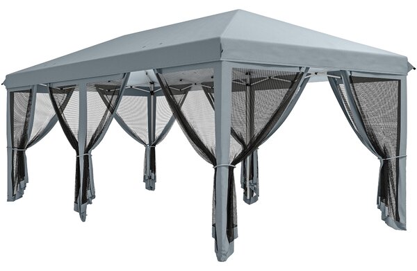 Outsunny 6x3m Pop Up Gazebo, Wedding Tent w/ 6 Mesh Walls & Carry Bag, Grey Aosom UK