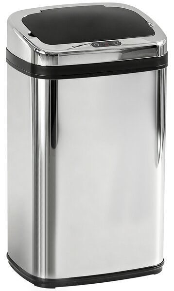 HOMCOM 30L Stainless Steel Motion Sensor Lid Bin - Silver Tone Aosom UK