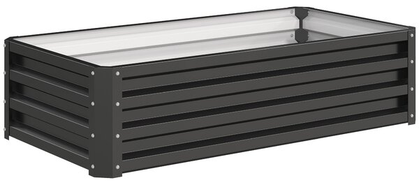 Outsunny Galvanised Raised Garden Beds: Outdoor Herb & Vegetable Planters for Patio, Backyard & Balcony, Grey Aosom UK