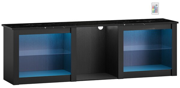 HOMCOM 65" TV Stand, with LED Lights and Storage - Black
