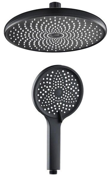 Showery® EcoPulse Rainfall Overhead and Handheld Shower Heads: High-Pressure & Water Saving, Set of 2