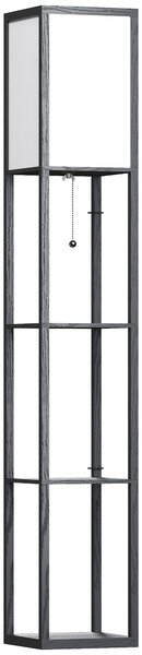 HOMCOM Floor Lamp with Shelves, Modern Floor Standing Lamp with Storage Shelf for Living Room, Reading Standing Lamp, Black Aosom UK