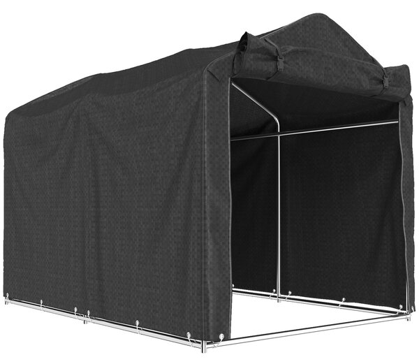 Outsunny 2.2 x 1.6 m Garden Storage Tent, Waterproof Anti-UV Bike Tent with Roll-up Zipper Door, Galvanised Outdoor Storage Shelter Carport for Bike, Motorbike, Garden Tools, Black
