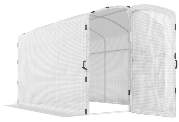 Outsunny Polytunnel Greenhouse Walk-in Grow House with UV-resistant PE Cover, Door and Galvanised Steel Frame, 2 x 3 x 2m, White