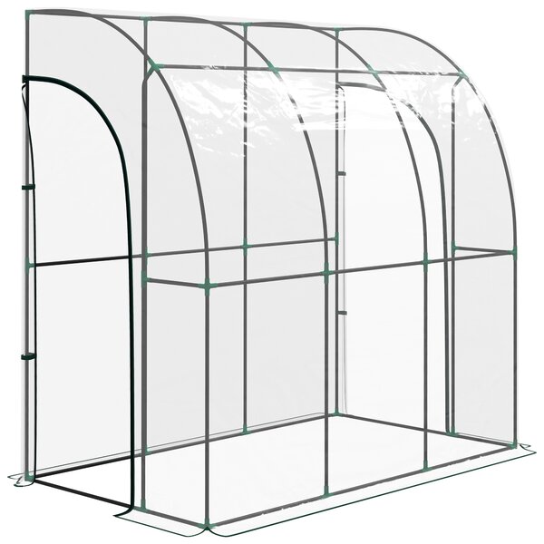 Outsunny 214cm x 118cm Walk-In Lean To Greenhouse, with Accessories Aosom UK