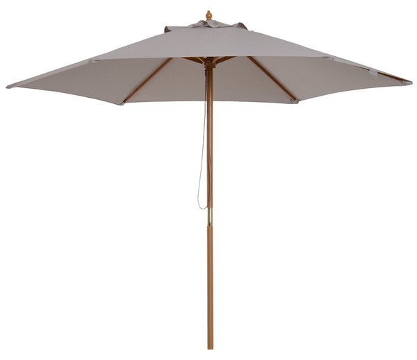 Outsunny 2.5m Wood Garden Parasol Sun Shade Patio Outdoor Wooden Umbrella Canopy Grey Aosom UK