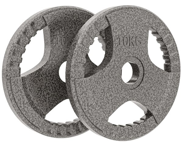 HOMCOM Olympic Weight Plates: 2-Piece Grip Plate Set for Strength Training, Crossfit & Weightlifting Aosom UK